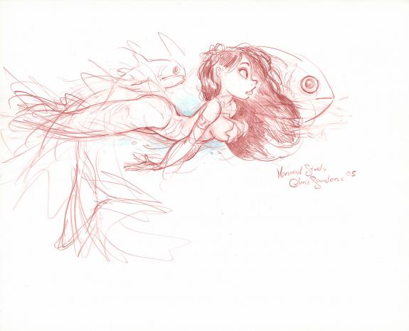 Chris Sanders - Illustration originale, "Mermaid study" 