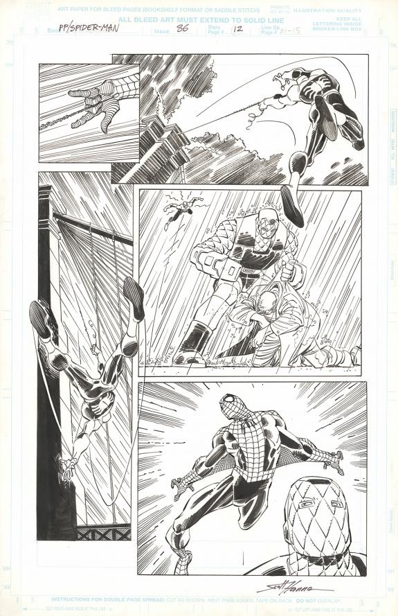 John Romita Jr - Spiderman, Planche originale n&deg;12 encr&eacute;e pa