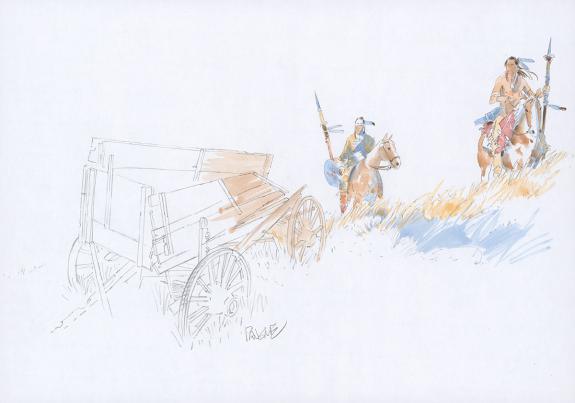 Patrick Prugne - Cheyenne, Illustration originale, recherche