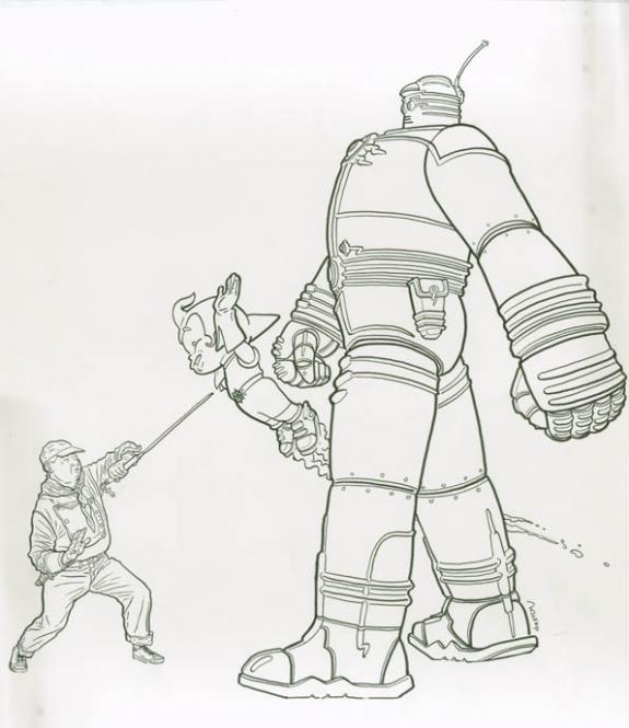 Geof Darrow - Illustration originale, hommage Shaolin Cowboy