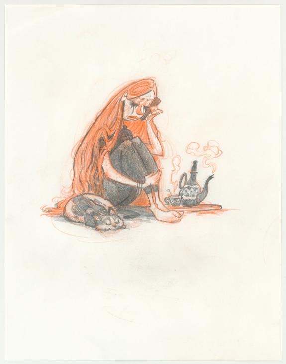 Wouter Tulp - illustration originale intitul&eacute;e "Femme et cha