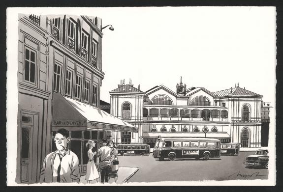 Emmanuel Moynot - Nestor Burma, Illustration originale, Gare